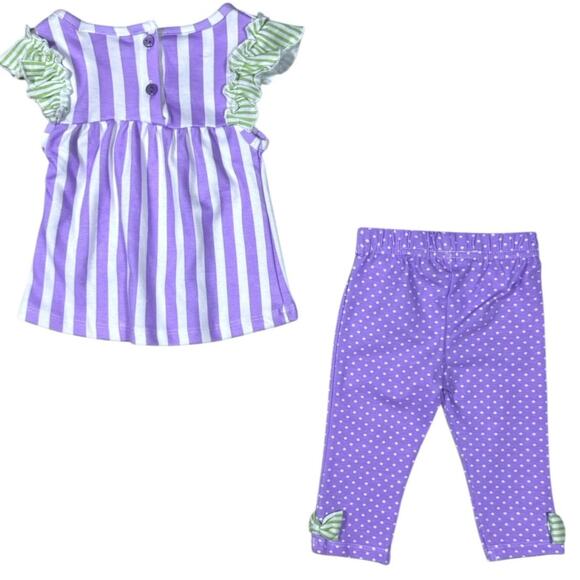 Rare Editions Baby Girls Striped Butterfly Top Polka Dot Leggings Set 3-6M NWT - Picture 2 of 10